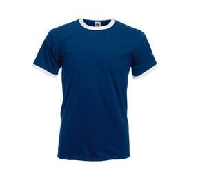 Fruit of the Loom SC245 - T-shirt da uomo Ringer 100% cotone Blu navy