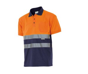 VELILLA VL173 - Polo bicolore a maniche corte ad alta visibilità Fluo Orange / Navy