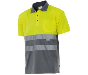 VELILLA VL173 - Polo bicolore a maniche corte ad alta visibilità Fluo Yellow / Grey