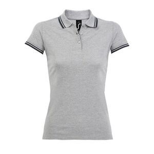 SOL'S 00578 - PASADENA WOMEN Polo Donna Manica Corta Grigio / blu navy