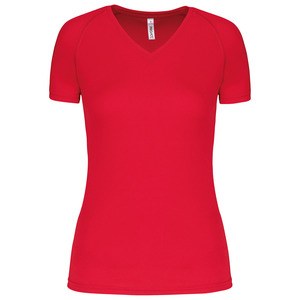 Proact PA477 - T-shirt donna sportiva a manica corta scollo a V Rosso