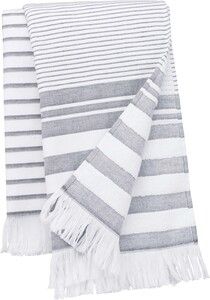 Kariban K132 - Fouta rigato con frange Striped White / Smoke