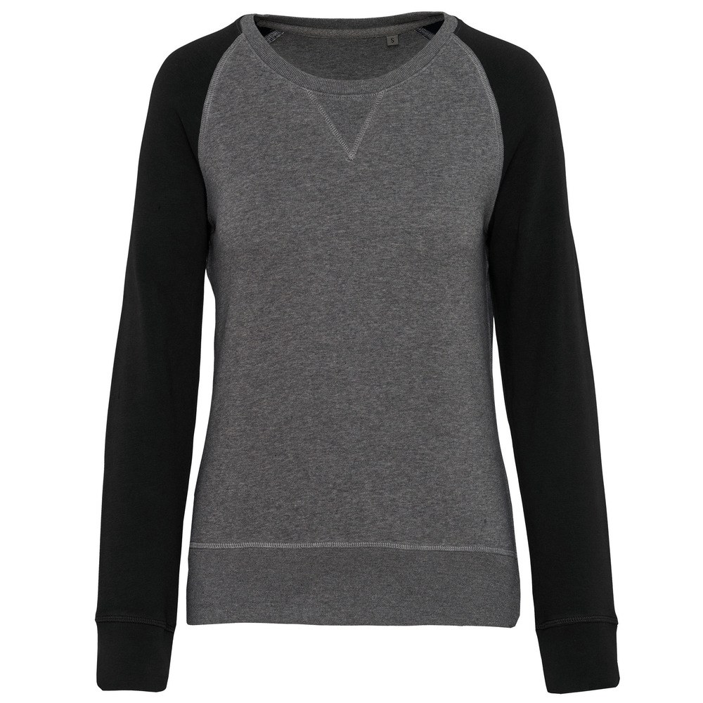 Kariban K492 - Felpa da donna organica bicolore girocollo con maniche raglan