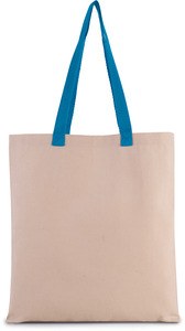 Kimood KI0277 - Borsa shopping piatta in tela con manici a contrasto Natural / Surf Blue