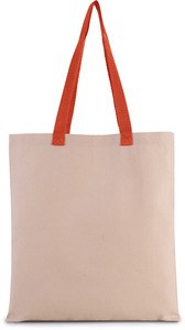 Kimood KI0277 - Borsa shopping piatta in tela con manici a contrasto Natural / Spicy Orange