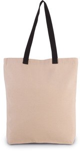 Kimood KI0278 - Shopping bag a soffietto con manici a contrasto Naturale / Nero