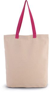 Kimood KI0278 - Shopping bag a soffietto con manici a contrasto Natural / Magenta