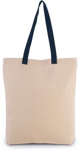 Kimood KI0278 - Shopping bag a soffietto con manici a contrasto Natural/ Navy