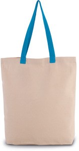 Kimood KI0278 - Shopping bag a soffietto con manici a contrasto Natural / Surf Blue