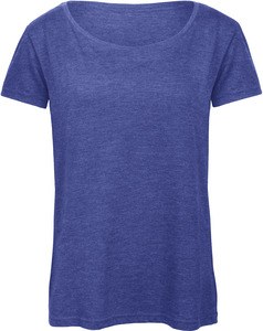 B&C CGTW056 - T-shirt girocollo da donna Triblend Heather Royal Blue