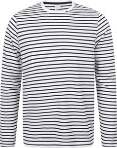 Skinnifit SFM204 - T-shirt a righe a maniche lunghe White/ Oxford Navy