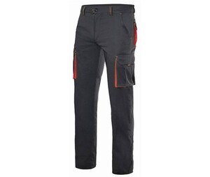 VELILLA V3024S - Pantaloni elasticizzati multitasche bicolore Nero / Rosso