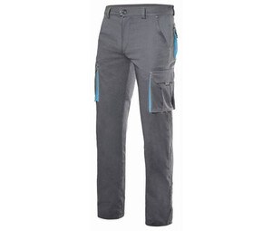 VELILLA V3024S - Pantaloni elasticizzati multitasche bicolore Grey / Sky Blue