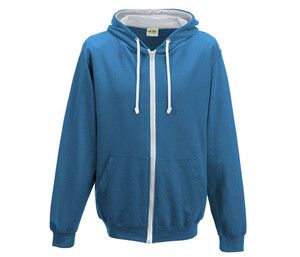 AWDIS JH053 - Felpa con zip a contrasto Sapphire Blue / heather Grey