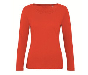 B&C BC071 - T-Shirt a manica lunga da donna 100% cotone biologico Fire Red