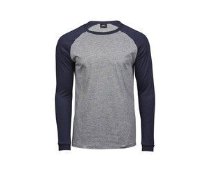 Tee Jays TJ5072 - Maglietta da baseball a maniche lunghe Heather/Navy