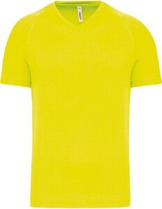 PROACT PA476 - T-shirt uomo sportiva manica corta scollo a V Fluorescent Yellow