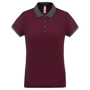 Proact PA490 - Polo piqué donna performance Wine / Sporty Grey