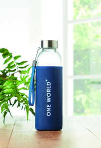 GiftRetail MO6192 - UTAH DENIM Bottiglia in vetro con pouch Blue
