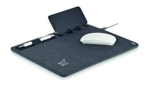 GiftRetail MO6416 - SUPERPAD RPET musmatta trådlösladd. 15W Dark Grey