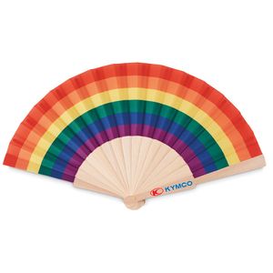GiftRetail MO6446 - BOWFAN Ventaglio in legno arcobaleno Multicolore