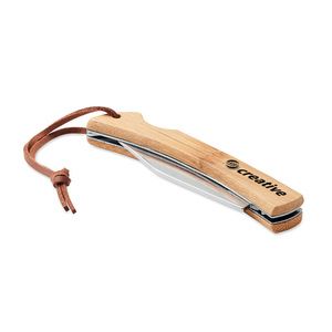 GiftRetail MO6623 - MANSAN Coltello pieghevole in bamboo Wood