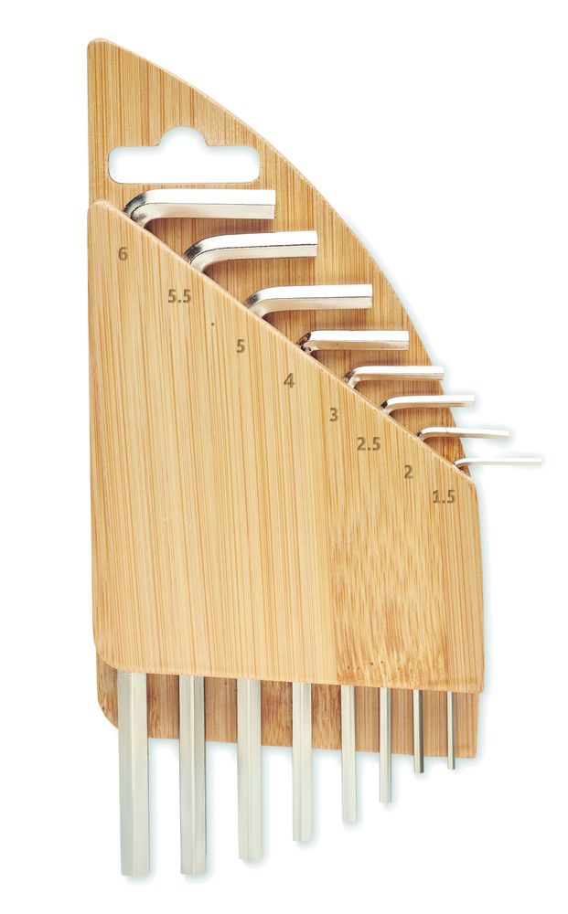 GiftRetail MO6682 - KARUVI Set di chiavi esagonali in bambù