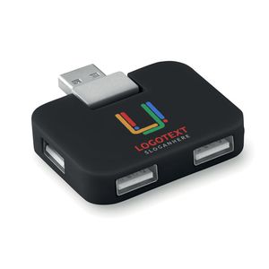 GiftRetail MO8930 - SQUARE Multipresa USB Nero