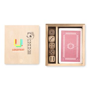 GiftRetail MO9187 - LAS VEGAS Set gioco carte e dadi Wood