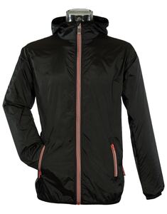 Barents SPEED - WINDBREAKER UNISEX WITH HOOD & CONTRASTING ZIPPER Nero