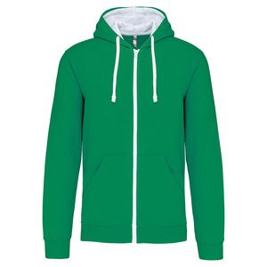 Kariban K466 - Felpa con cappuccio a contrasto full zip Light Kelly Green / White