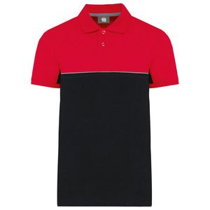 WK. Designed To Work WK210 - Polo unisex bicolore ecosostenibile maniche corte Nero / Rosso