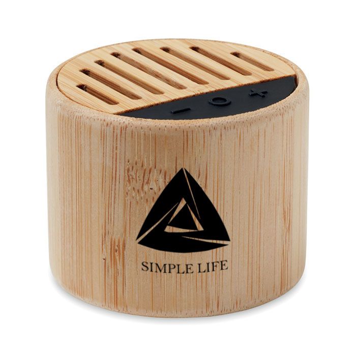 GiftRetail MO6818 - ROUND LUX Speaker wireless tondo in bambù