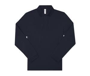 B&C BCU425 - Long-sleeved fine piqué poloshirt Blu navy