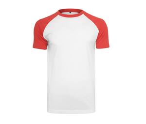 BUILD YOUR BRAND BY007 - T-shirt baseball Bianco / Rosso