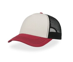 ATLANTIS HEADWEAR AT249 - Recycled polyester canvas Rapper cap White / Burgundy / Black