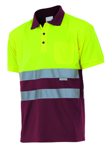 Velilla 173 - POLO BICOLORE MC AV MAROON/HI-VIS YELLOW