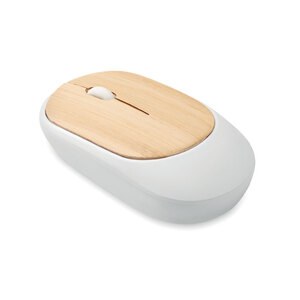 GiftRetail MO2085 - CURVY BAM Mouse senza fili in bambù Bianco