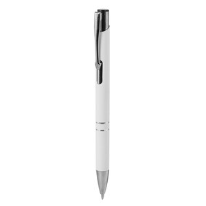 EgotierPro 29077RE - Penna in Alluminio Riciclato Colorata con Anelli STRIPE Bianco