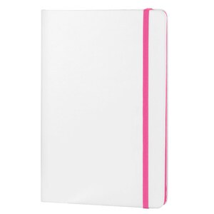 EgotierPro 37088 - Notebook PU Bianco con Elastico Colorato COLORE