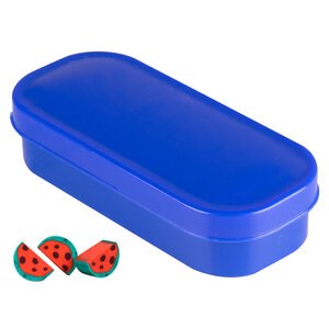 EgotierPro 38019 - Set Gomme 20 Pezzi Frutta, Scatola Plastica FRUITS Blue