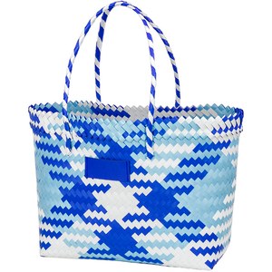 EgotierPro 39031 - Borsa da Spiaggia in Plastica Intrecciata con Manici Lunghi COAST