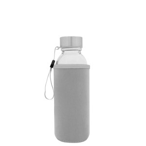 EgotierPro 39528 - Bottiglia in Vetro 420ml con Copertura Neoprene JARABA Grey