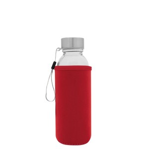 EgotierPro 39528 - Bottiglia in Vetro 420ml con Copertura Neoprene JARABA Rosso