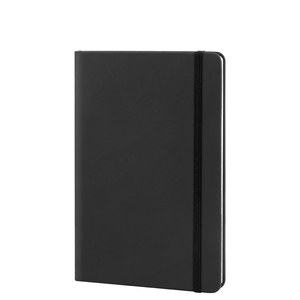 EgotierPro 39567 - Notebook A5 con Copertina in PU e Elastico, 96 Fogli Rigati Color Crema LINED Nero
