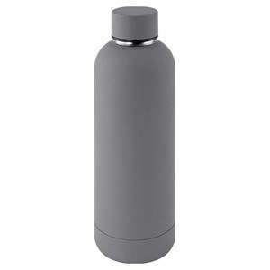 EgotierPro 50636 - Bottiglia Doppia Parete 500 ml con Finitura Gomma RUBBER Grey