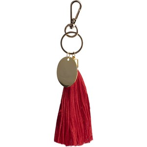 EgotierPro 53026 - Portachiavi Metallo con Moschettone e Pompon Cotone POM-POM Rosso