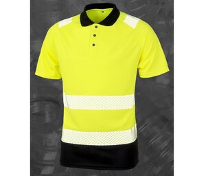 Result RS501X - Polo alta visibilità in poliestere riciclato Fluo Yellow / Black