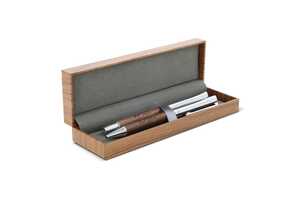 TopPoint LT82155 - Set di penna a sfera e roller in metallo in legno di noce in confezione regalo