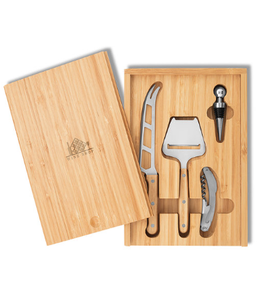 GiftRetail MO8416 - WINE&CHEESE Set formaggio e vino wood